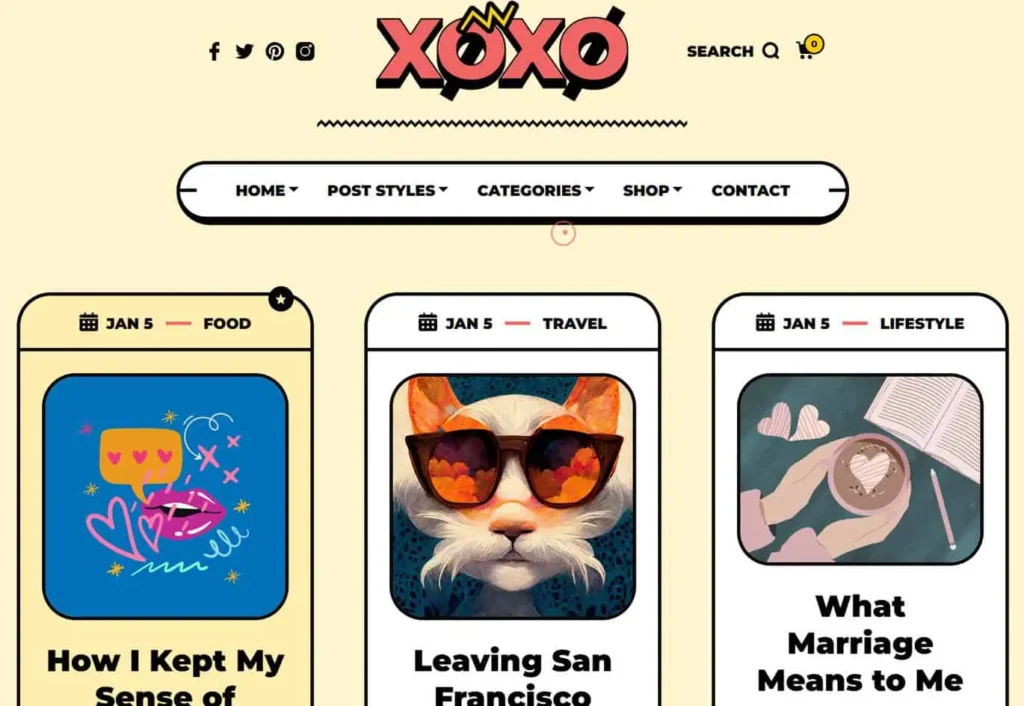 The Xoxo Blogs demo offers a chic and fashionable blog website design with essential features, creating a stylish and engaging platform for fashion bloggers.