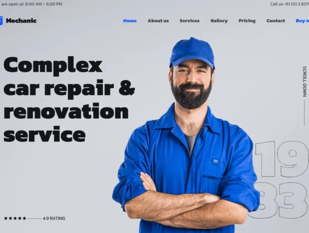 The website for mechanic services demo, Be Mechanic, offers a modern design with essential tools for easy service booking and product purchases, providing a seamless online experience for automotive services.
