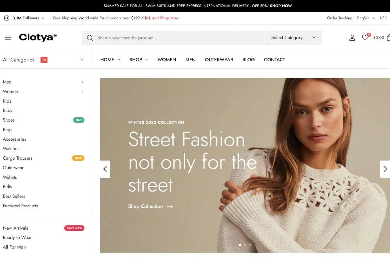 Website for Online fashion boutique | Cloth Shopping Website - Clotya (Image Via VeenWebs.com)