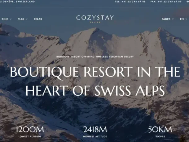 Website for travel and tour - COZYSTAY (Image Via VeenWebs.com)