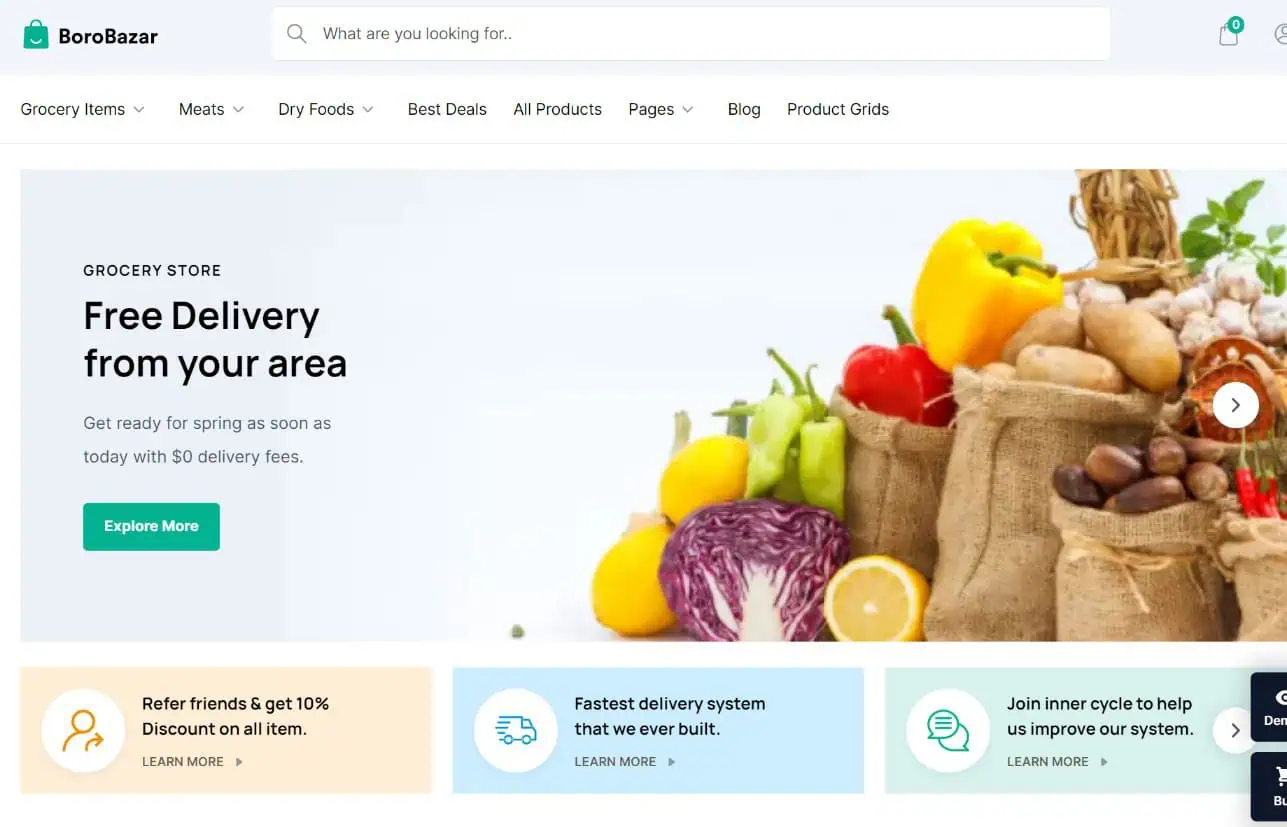 Website for Grocery Store - BoroBazar (Image Via VeenWebs.com)